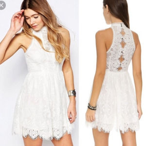 Free People Verushka Mini White Lace Dress